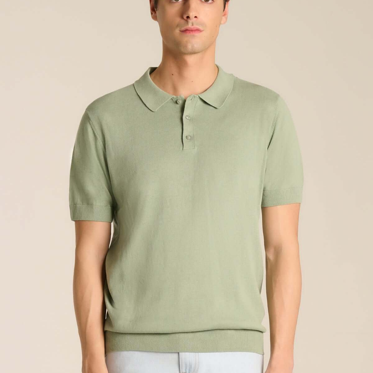 Polo in filo di cotone verde menta