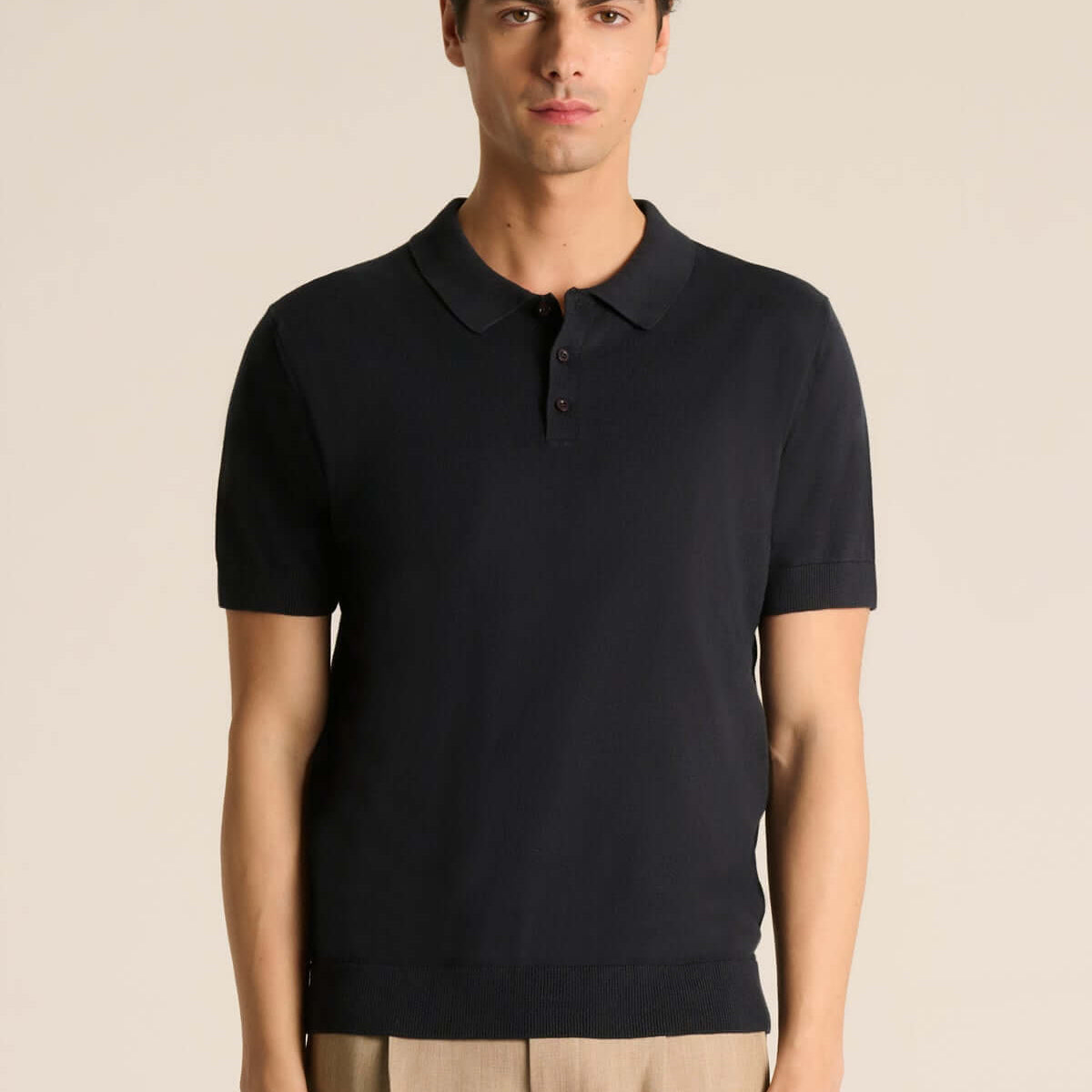 Polo in filo di cotone blu