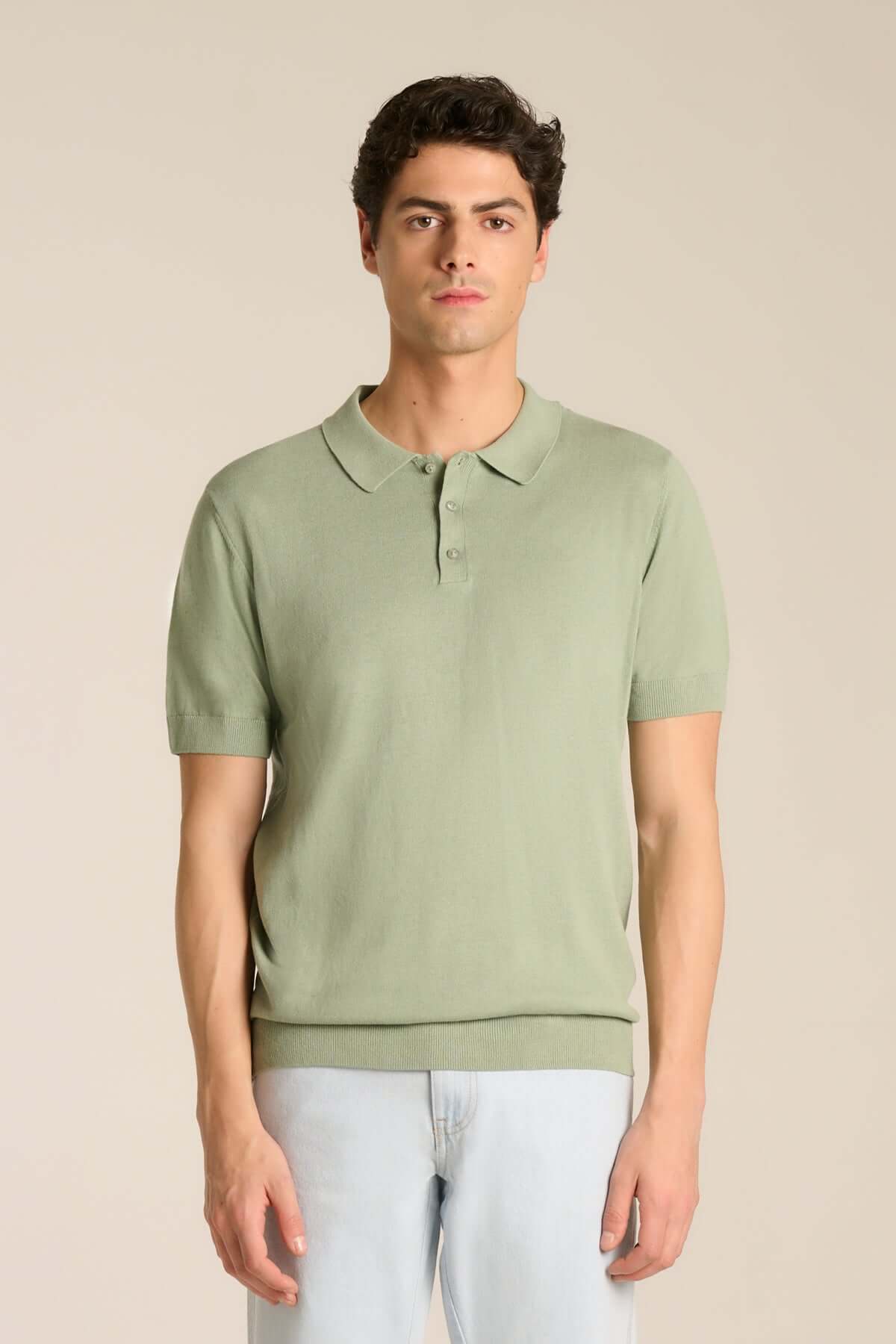 Polo in filo di cotone verde menta